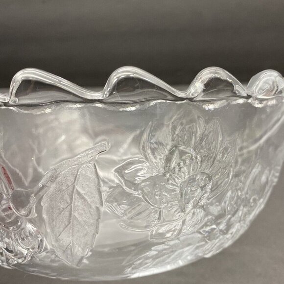 Crystal Floral Bowl Glass 10” World Showcase Scalloped Edges Salad Original Box - Picture 6 of 13